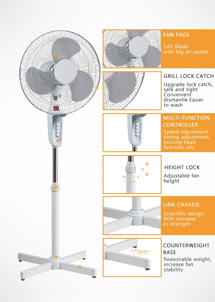 16inch Electrical Plastic Standing Pedestal Fan/Electric Fan /Industrial Fan/Ventilateur with Remote Control